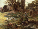 Field with geese by Léon Augustin Lhermitte — river oil painting wall art, Realism