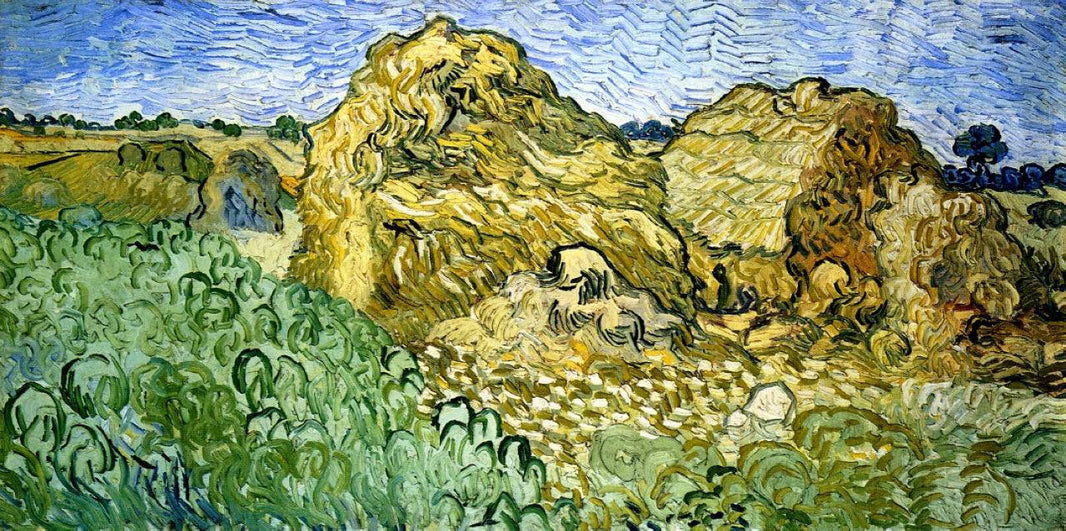 Field with Stacks of Wheat by Vincent van Gogh, hand-painted impressionism oil painting reproduction on canvas