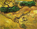 Field with Two Rabbits by Vincent van Gogh — rural oil painting wall art, Post Impressionism