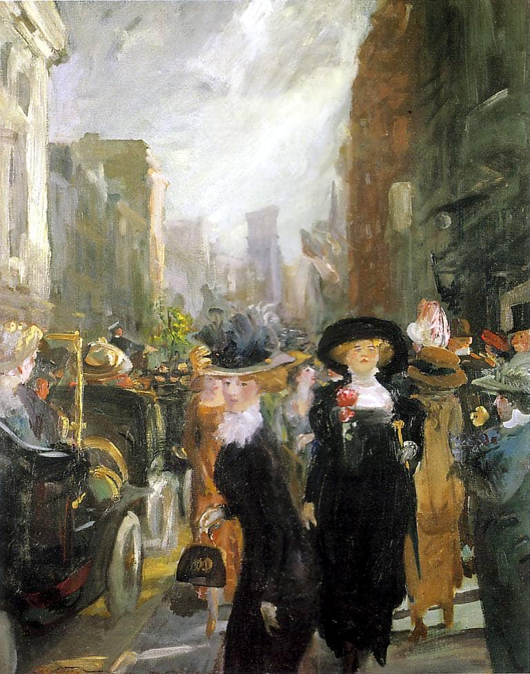 Fifth Avenue, New York by John French Sloan — hand-painted architectural oil painting reproduction on canvas