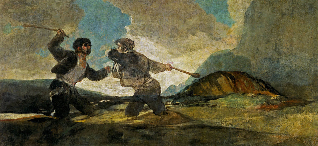 Fight With Cudgels by Francisco Goya, hand-painted landscape oil painting reproduction on canvas