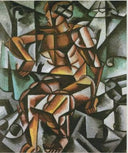 Seated Female Nude by Lyubov Popova — nude oil painting wall art, Cubo Futurism