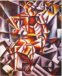 Figure + House + Space by Lyubov Popova — hand-painted abstract oil painting reproduction on canvas