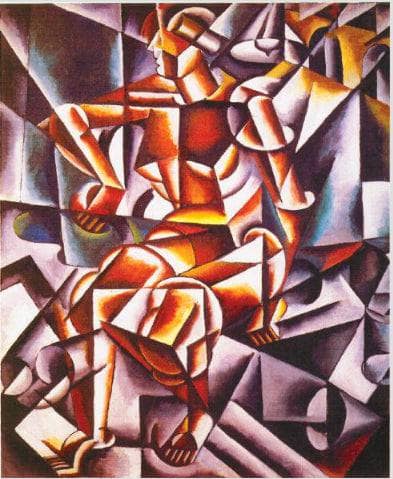 Figure + House + Space by Lyubov Popova — hand-painted abstract oil painting reproduction on canvas