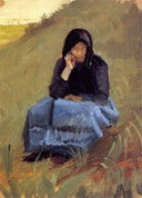 Figure Study for 'The Mission Meeting' by Anna Ancher — female oil painting wall art, Realism