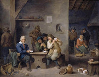 Figures Gambling in a Tavern by David Teniers the Younger — hand-painted portrait oil painting reproduction on canvas
