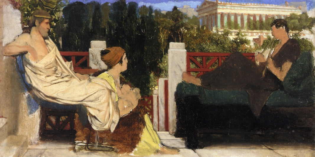 Figures on the Terrace by the Acropolis by Sir Lawrence Alma-Tadema, hand-painted cultural oil painting reproduction on canvas