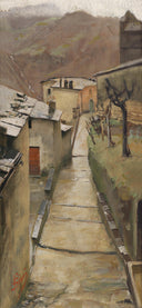 Village alley by Filadelfo Simi, urban oil painting wall art, Realism