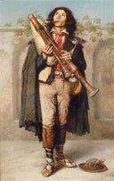A Young Zampogniero (Bagpipe Player) by Filippo Indoni — male oil painting wall art, Romanticism