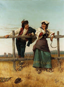 The amorous encounter by Filippo Indoni — group oil painting wall art, Romanticism