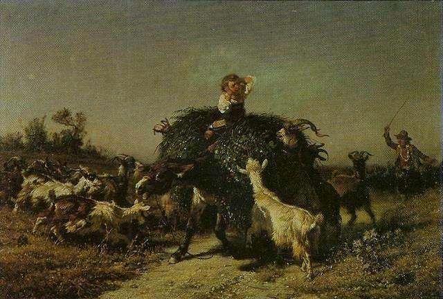 Hay cart attacked by goats - Filippo Palizzi