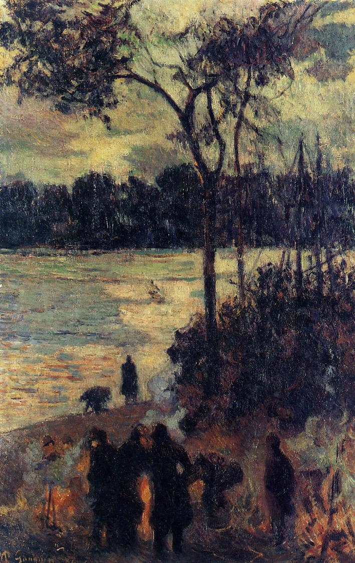 Fire by the water by Paul Gauguin — hand-painted botanical oil painting reproduction on canvas