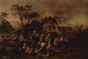 Fire in the village by Ludwig Knaus — rural oil painting wall art, Realism
