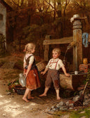 First, a kiss! by Meyer von Bremen — children oil painting wall art, Academicism