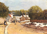 First Snow in Louveciennes by Alfred Sisley — hand-painted architectural oil painting reproduction on canvas