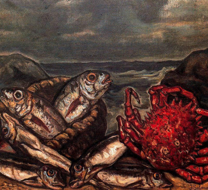 Fish and Crab by Jose Gutierrez Solana — hand-painted abstract oil painting reproduction on canvas
