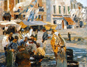 Fish Market by Ettore Tito — urban oil painting wall art, Realism