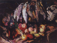 Fish, Wine and Fruit by Konstantin Korovin — hand-painted abstract oil painting reproduction on canvas