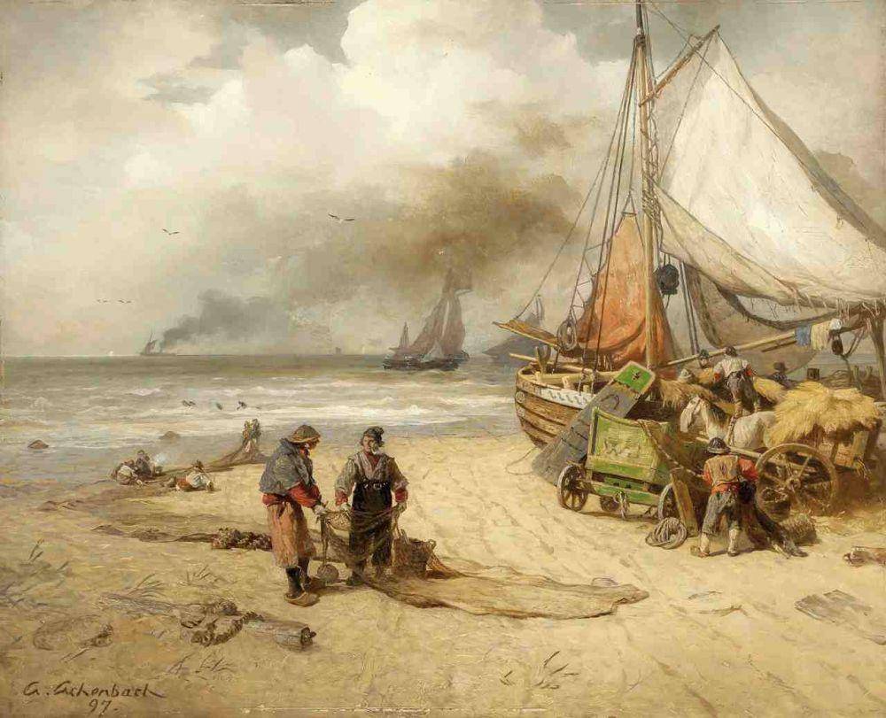 Fisherman on the beach - Andreas Achenbach