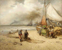Fisherman on the beach by Andreas Achenbach — ships oil painting wall art, Romanticism
