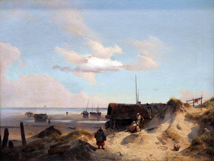 Fisherman's Cottage in The Dunes by Andreas Achenbach — hand-painted landscape oil painting reproduction on canvas