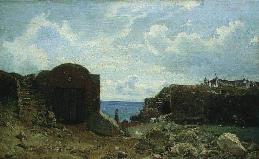 Fisherman's settlement by Lev Lagorio — hand-painted architectural oil painting reproduction on canvas