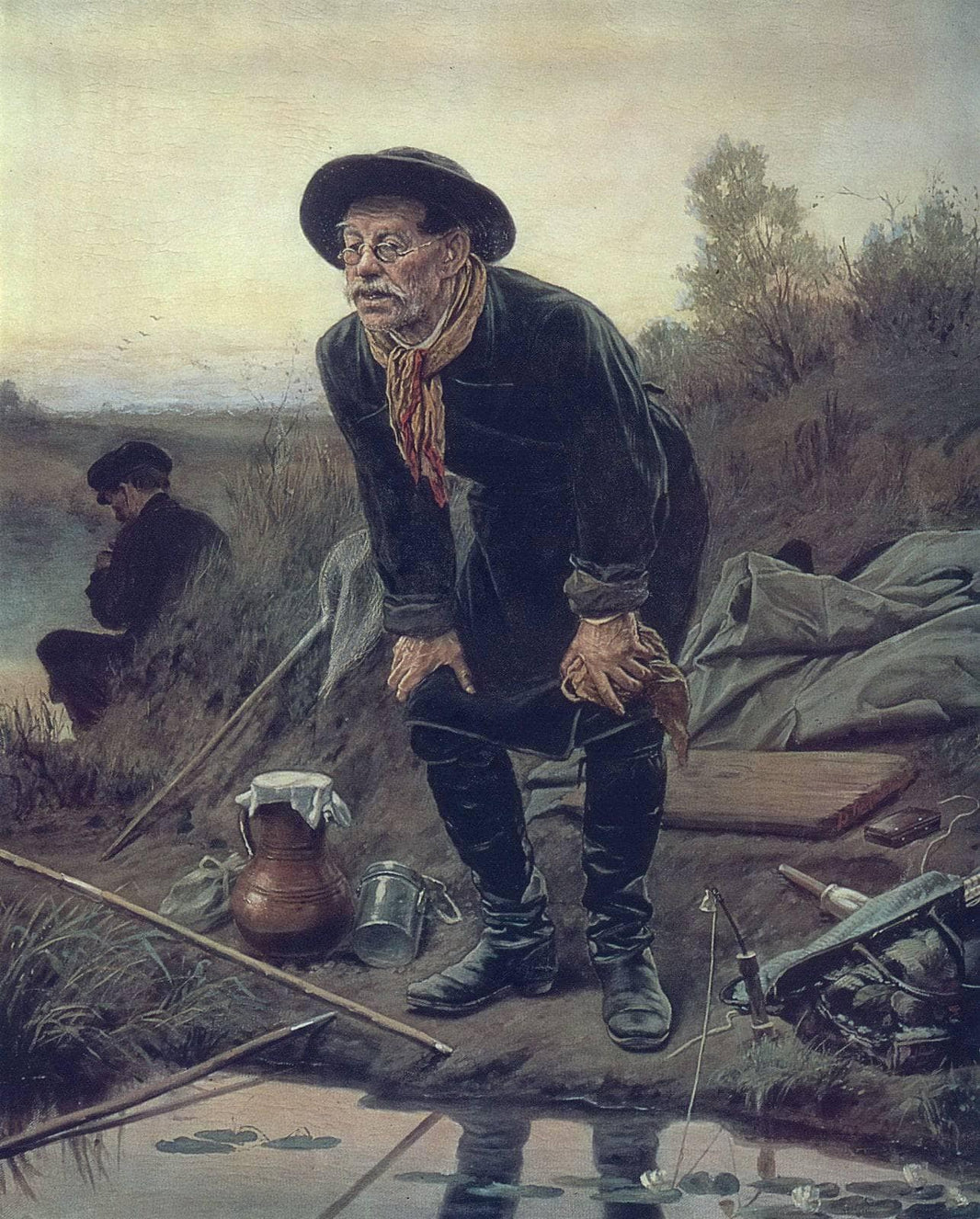 Fisherman by Vasily Perov — hand-painted portrait oil painting reproduction on canvas