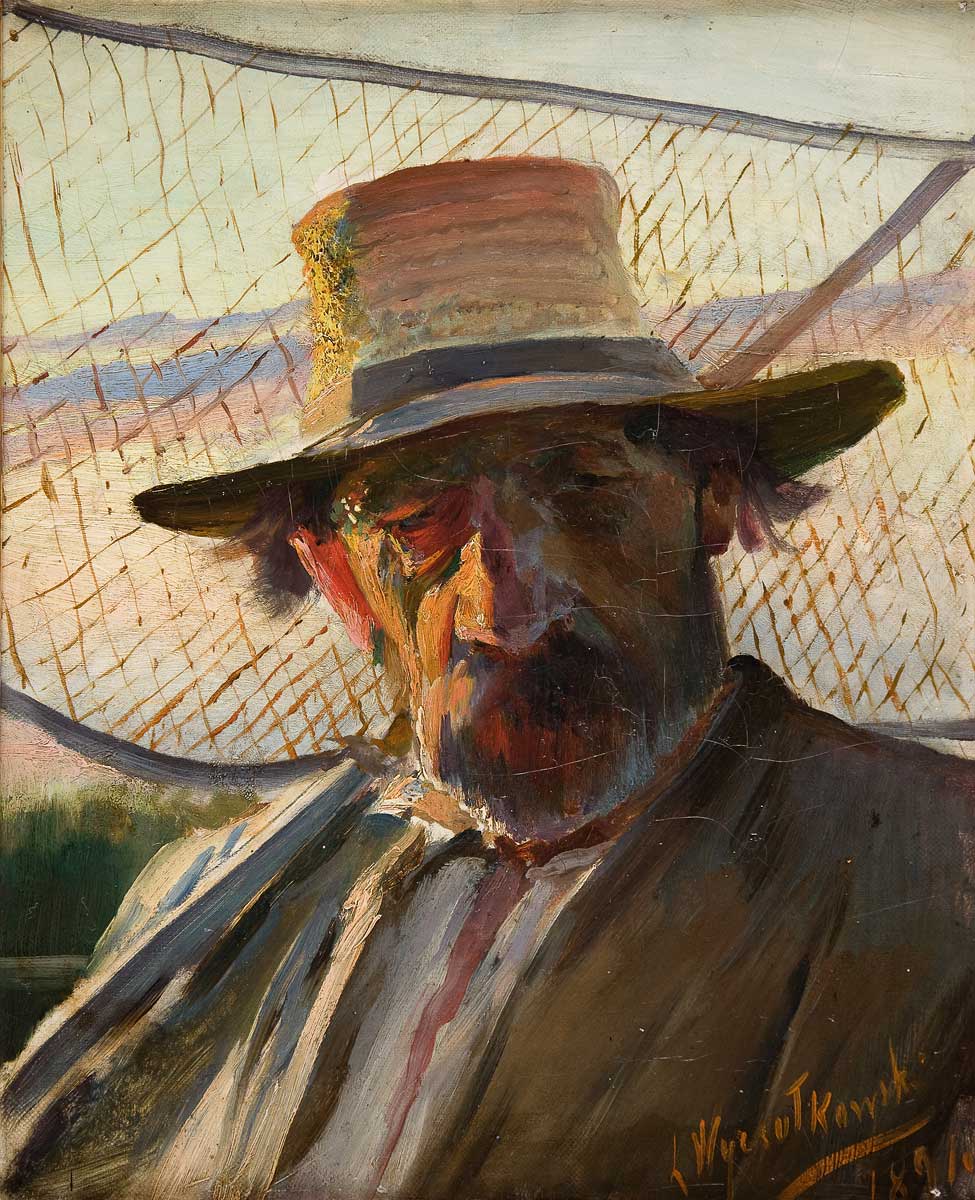 Fisherman with Network - Leon WyczóÅkowski