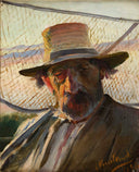 Fisherman with Network by Leon WyczóÅkowski — male oil painting wall art, Realism