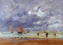 Fishermen and Sailboats near Trouville by Eugene Boudin — fishing oil painting wall art, Impressionism