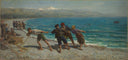 Fishermen at Menton by Jules Breton, beach oil painting wall art, Realism