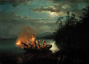 Fishermen by Hans Gude — hand-painted landscape oil painting reproduction on canvas
