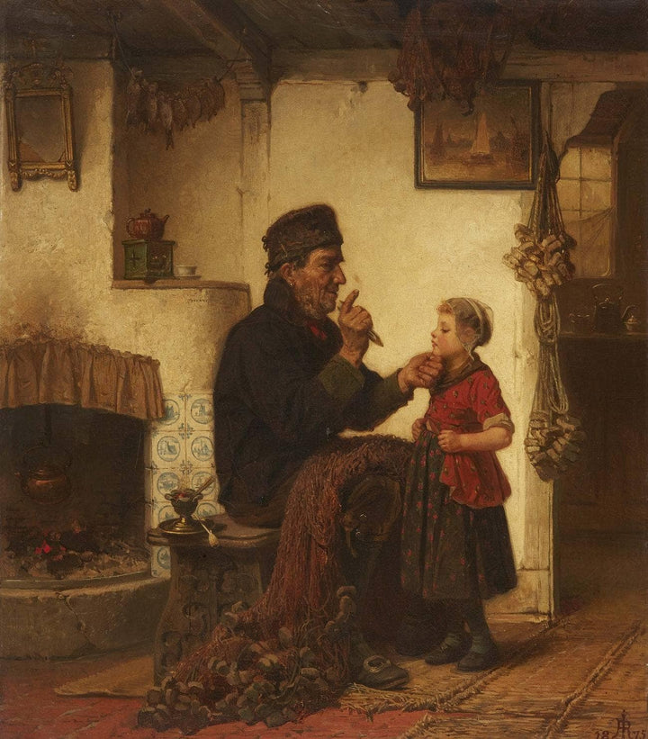 Fishermen mending their nets by Rudolf Jordan — hand-painted portrait oil painting reproduction on canvas