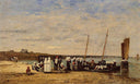 Fishermen of Kerhor Receiving a Blessing at Plougastel by Eugene Boudin — hand-painted animal oil painting reproduction on canvas