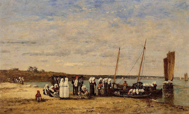Fishermen of Kerhor Receiving a Blessing at Plougastel by Eugene Boudin — hand-painted animal oil painting reproduction on canvas