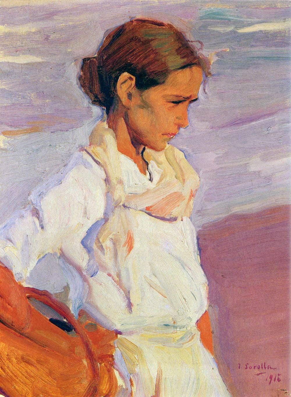 Fisherwoman from Valencia by Joaquín Sorolla — hand-painted portrait oil painting reproduction on canvas