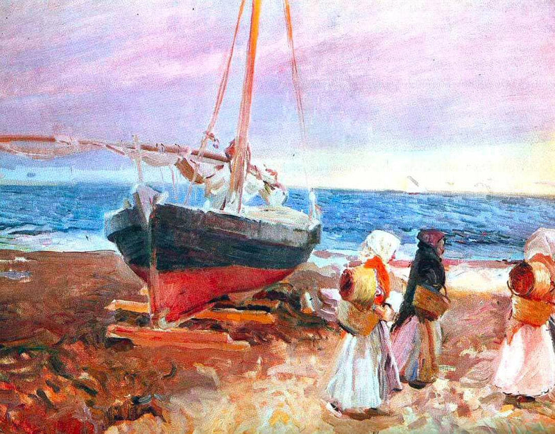 Fisherwomen on the Beach, Valencia on gallery wrap
