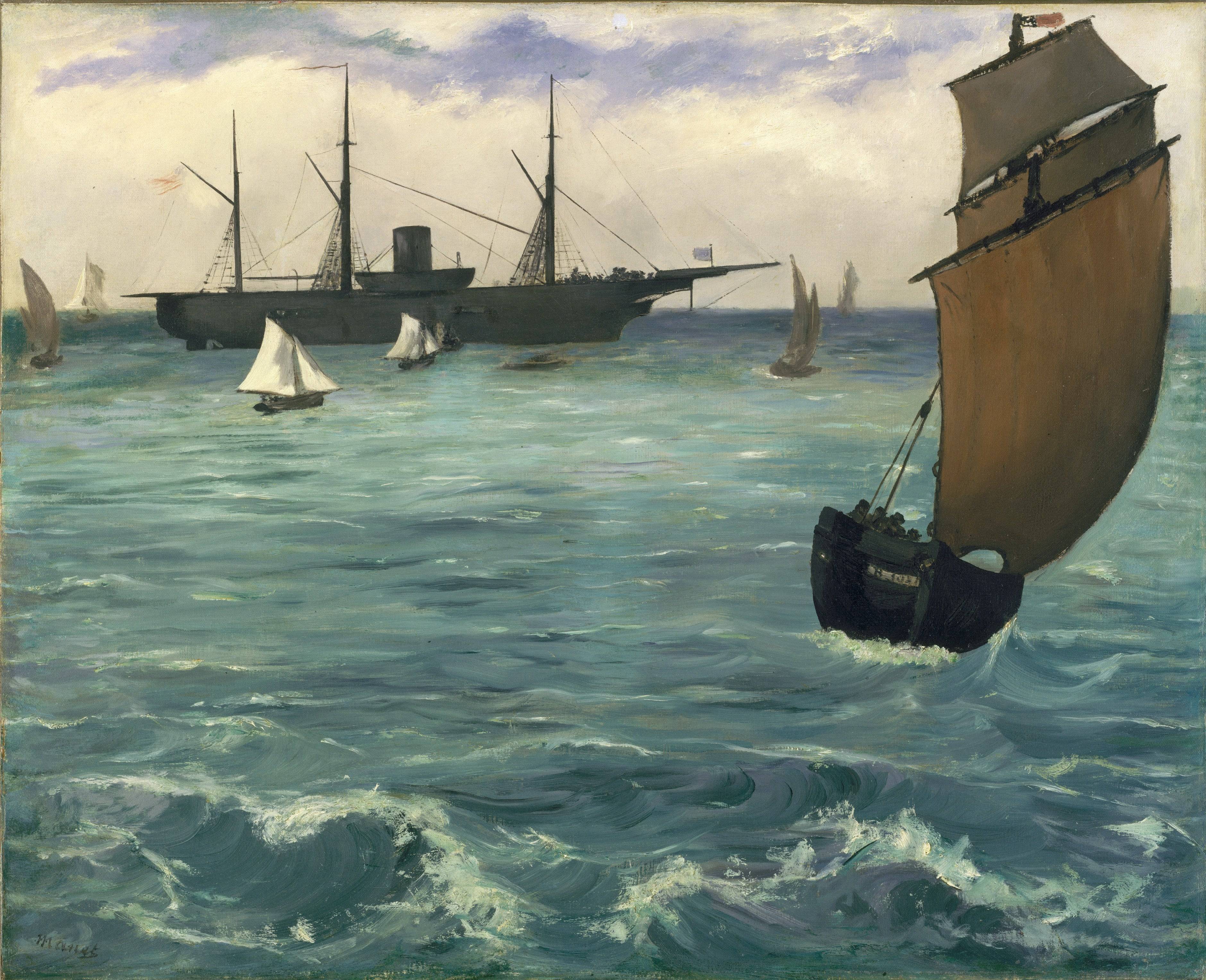 Fishing boat coming in before the wind (The Kearsarge in Boulogne) - Edouard Manet