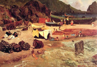 Fishing Boats at Capri by Albert Bierstadt — hand-painted animal oil painting reproduction on canvas