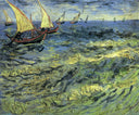 Fishing Boats at Sea by Vincent van Gogh — ships oil painting wall art, Post Impressionism