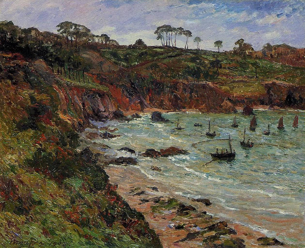 Fishing for Sprats in Winter at Douarnenez by Maxime Maufra — hand-painted landscape oil painting reproduction on canvas