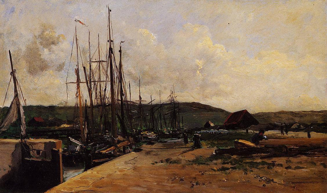 Fishing Port by Charles-Francois Daubigny — hand-painted landscape oil painting reproduction on canvas