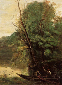 Fishing with Nets by Camille Corot — hand-painted botanical oil painting reproduction on canvas