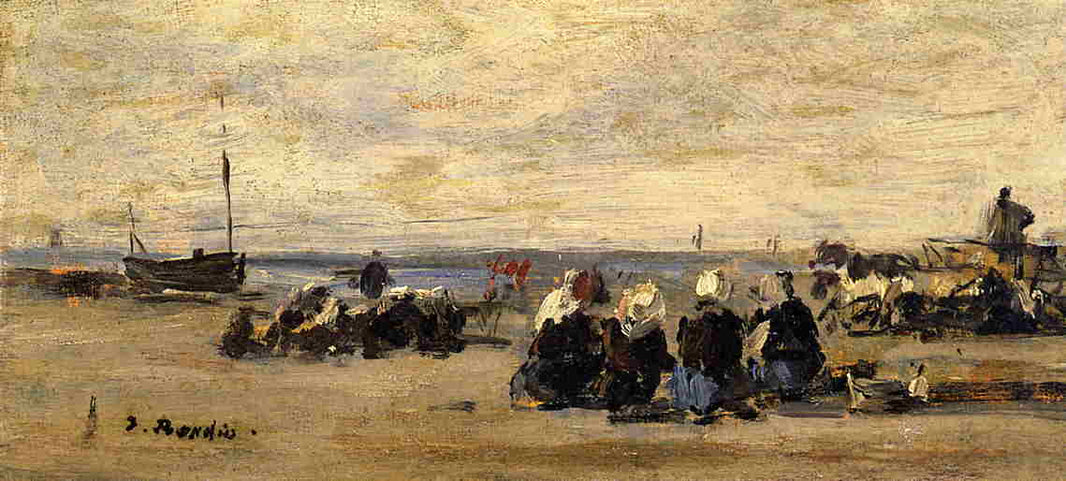 Fishwomen at Berck by Eugene Boudin, hand-painted landscape oil painting reproduction on canvas