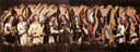 Five Angels Playing Musical Instruments, left hand panel from a triptych from the Church of Santa Maria la Real, Najera by Hans Memling, religious oil painting wall art, Northern Renaissance