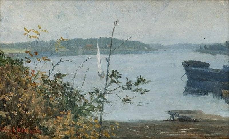 Fjord Landscape by Kitty Lange Kielland — hand-painted landscape oil painting reproduction on canvas