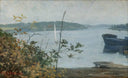 Fjord Landscape by Kitty Lange Kielland — hand-painted landscape oil painting reproduction on canvas