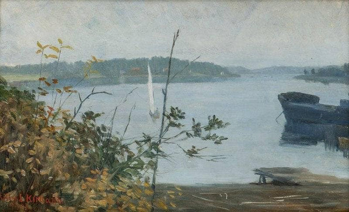 Fjord Landscape by Kitty Lange Kielland — hand-painted landscape oil painting reproduction on canvas