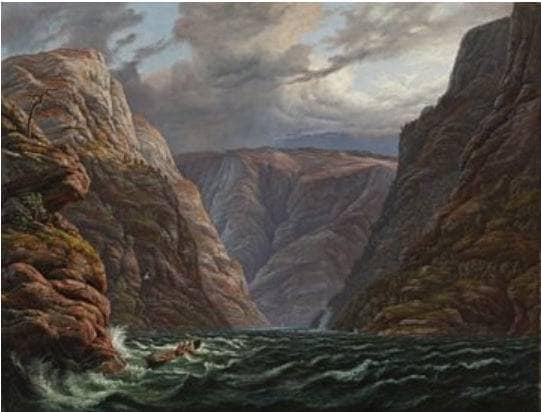 Fjordparti by Knud Baade — hand-painted landscape oil painting reproduction on canvas