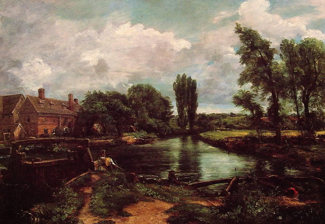 Flatford Mill from a Lock on the Stour by John Constable — hand-painted architectural oil painting reproduction on canvas